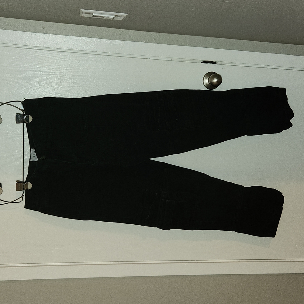 Lioness Black Miami Vice Cargo High Waisted Straight Leg Denim Pants size L